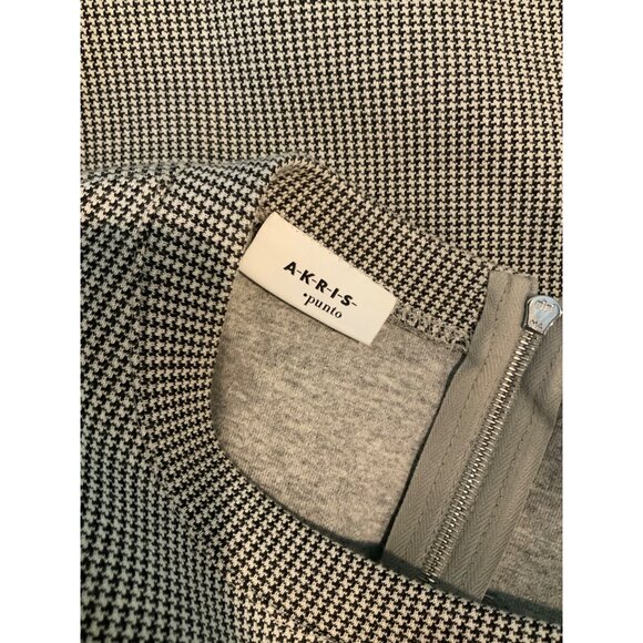 Akris Punto Black White Houndstooth Long Sleeve Rear Zip Top, Size 12 - Picture 6 of 6